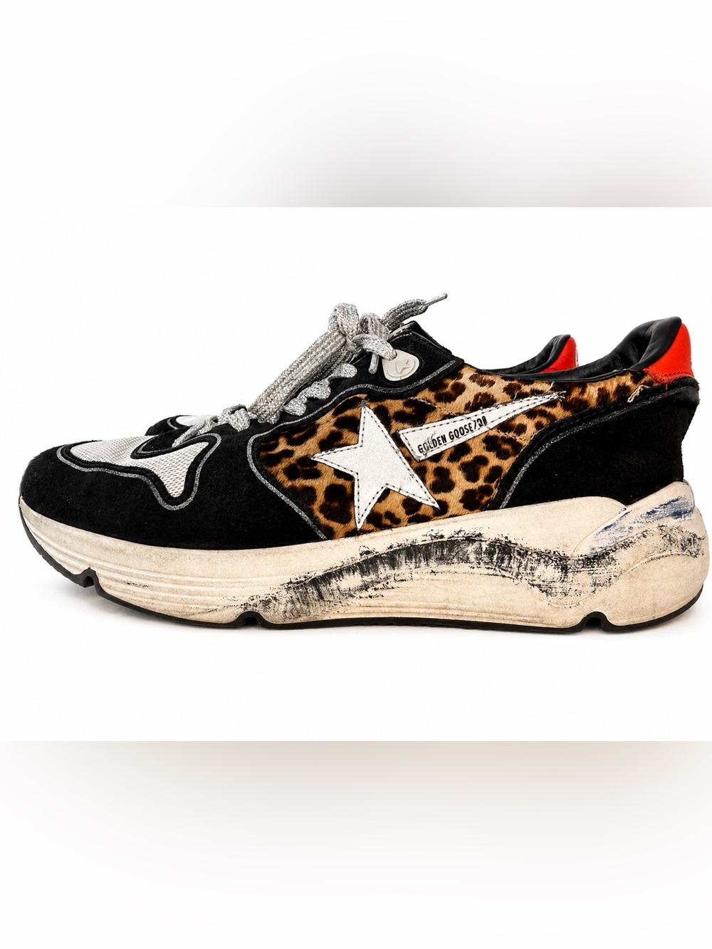 Golden Goose Leopard Haircalf Sneaker with Silver Star| EU 38 | US 7.5